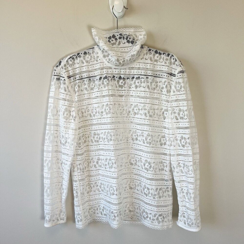 Sandro Paris Hamia White Floral Lace Blouse High Neck Quiet Luxury Size 1/Small - Picture 6 of 16